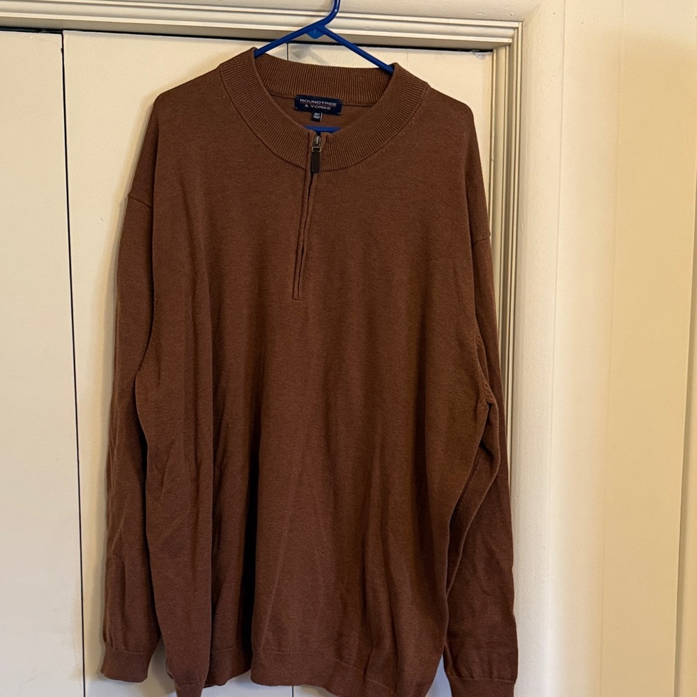 Roundtree & Yorke Brown Zip Up Sweater 4XT